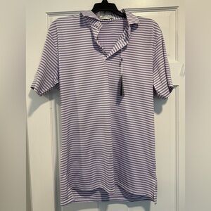Men’s Medium Holderness & Bourne Palmer Polo Shirt Pink and Purple Stripe NWT
